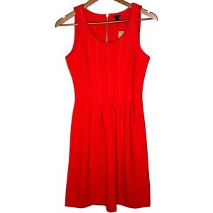 J. CREW Pleated Flare Dress Women's 0 Red A5434 A-Line Knee Length Sleeveless